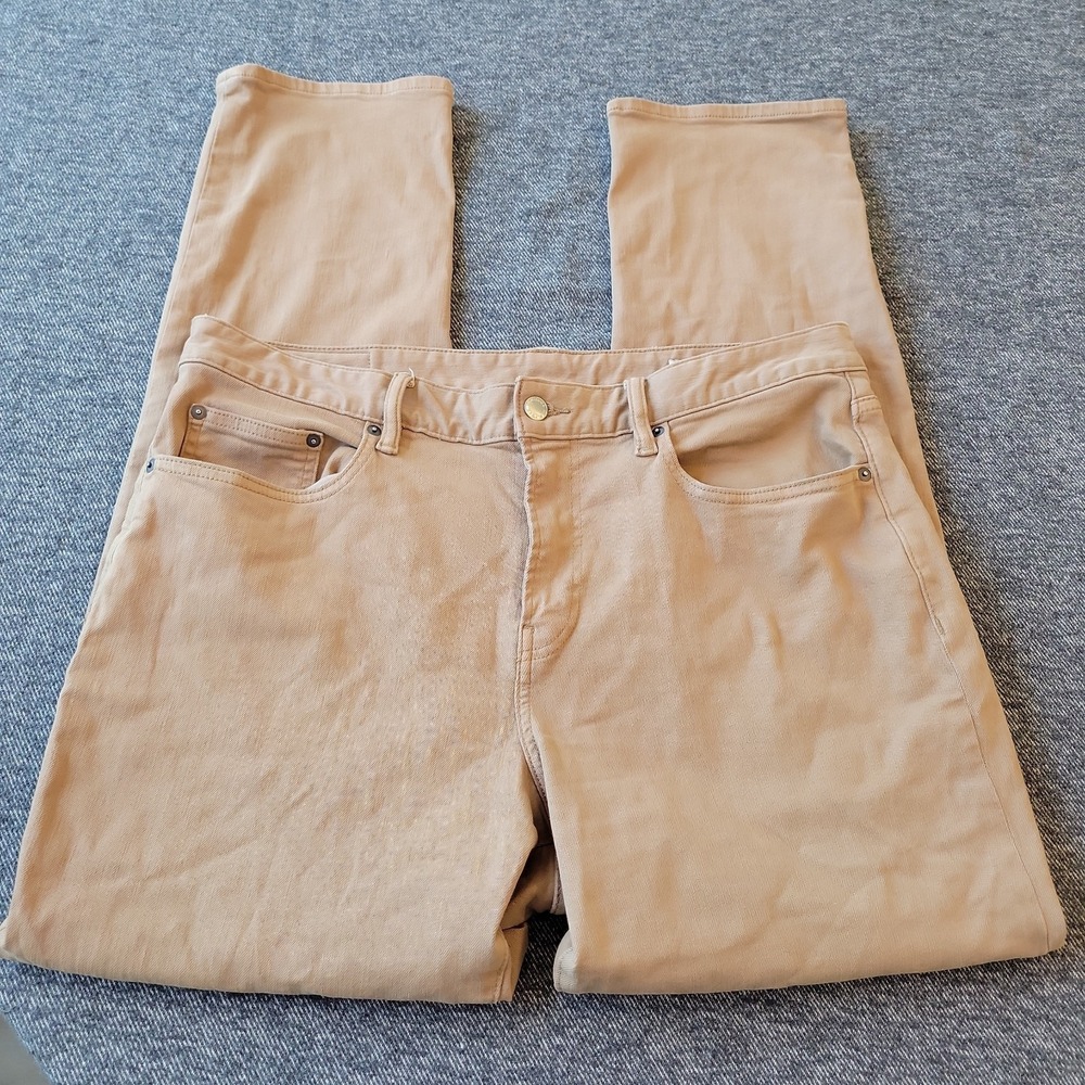 BONOBOS Jeans Men's 36x32 Athletic Fit Stretch Brown Denim Tapered Straight